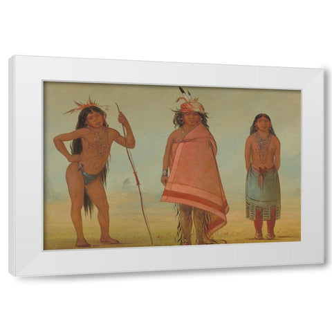 Cochimtee Chief, His Wife, and a Warrior White Modern Wood Framed Art Print by Catlin, George