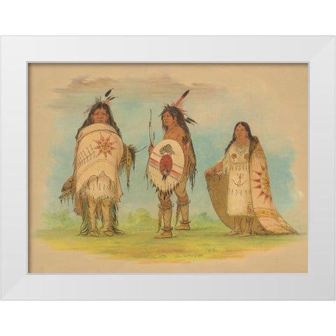 Three Riccarree Indians, 1861 White Modern Wood Framed Art Print by Catlin, George