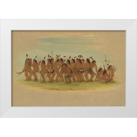 Dog Dance - Sioux, 1861 White Modern Wood Framed Art Print by Catlin, George