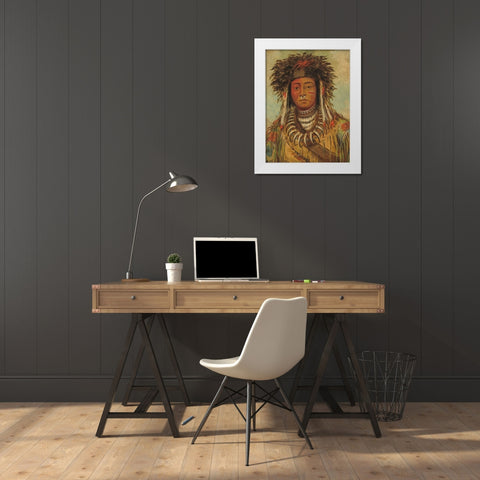 Boy Chief - Ojibbeway White Modern Wood Framed Art Print by Catlin, George