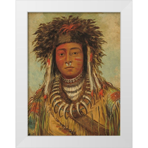 Boy Chief - Ojibbeway White Modern Wood Framed Art Print by Catlin, George