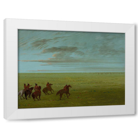Connibos Starting for Wild Horses White Modern Wood Framed Art Print by Catlin, George