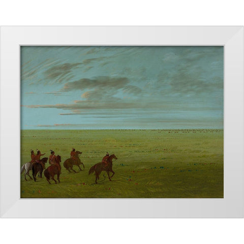 Connibos Starting for Wild Horses White Modern Wood Framed Art Print by Catlin, George