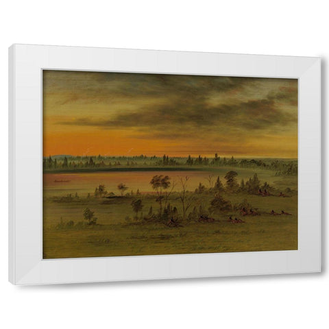 A Sioux War Party White Modern Wood Framed Art Print by Catlin, George