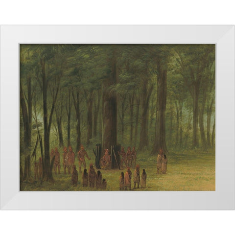 Funeral of Black Hawk - Saukie White Modern Wood Framed Art Print by Catlin, George