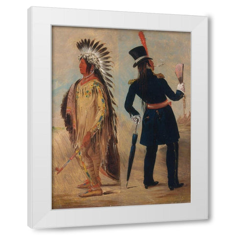 Wi jun jon, Pigeons Egg Head (The Light) Going To and Returning From Washington White Modern Wood Framed Art Print by Catlin, George