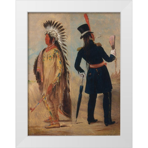 Wi jun jon, Pigeons Egg Head (The Light) Going To and Returning From Washington White Modern Wood Framed Art Print by Catlin, George