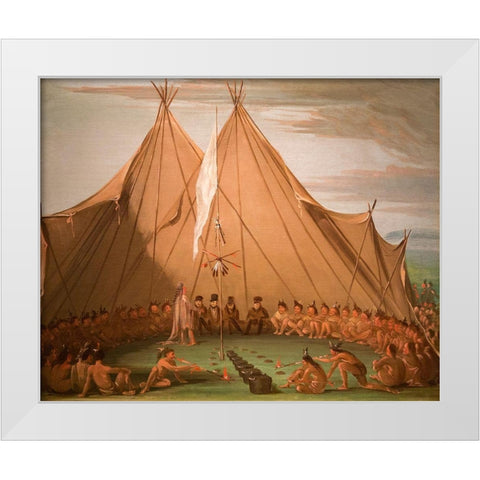 Sioux Dog Feast White Modern Wood Framed Art Print by Catlin, George