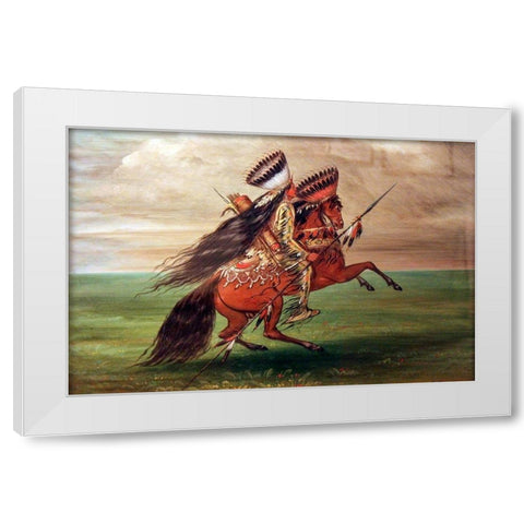Crow Indian He Who Jumps Over All White Modern Wood Framed Art Print by Catlin, George