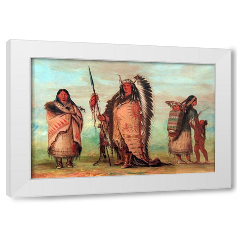 Sioux, Black Rock with family White Modern Wood Framed Art Print by Catlin, George