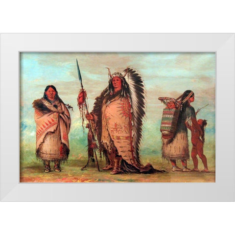 Sioux, Black Rock with family White Modern Wood Framed Art Print by Catlin, George