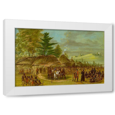 Chief of the Taensa Indians Receiving La Salle White Modern Wood Framed Art Print by Catlin, George