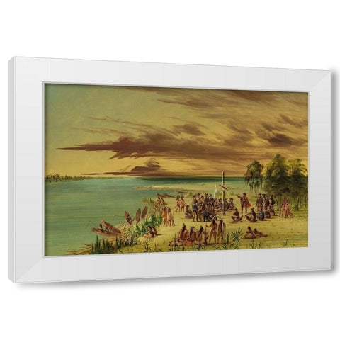 La Salle Claiming Louisiana for France. April 9, 1682 White Modern Wood Framed Art Print by Catlin, George