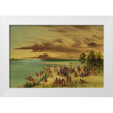 La Salle Claiming Louisiana for France. April 9, 1682 White Modern Wood Framed Art Print by Catlin, George