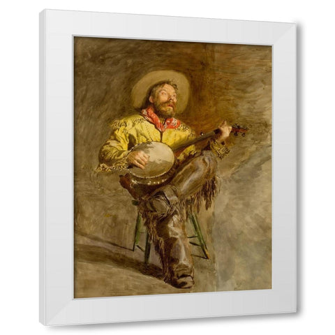 The Singing Cowboy White Modern Wood Framed Art Print by Eakins, Thomas