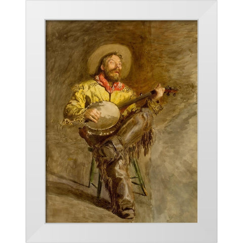 The Singing Cowboy White Modern Wood Framed Art Print by Eakins, Thomas