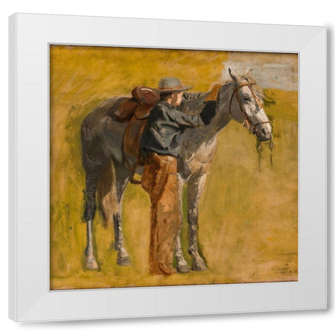 Study for Cowboys in the Badlands White Modern Wood Framed Art Print by Eakins, Thomas