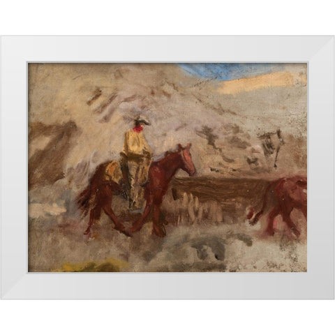 Sketch of a Cowboy at Work White Modern Wood Framed Art Print by Eakins, Thomas