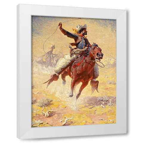 The Roping White Modern Wood Framed Art Print by Leigh, William Robinson