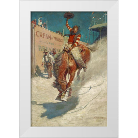 Bronco Buster White Modern Wood Framed Art Print by Wyeth, N.C.