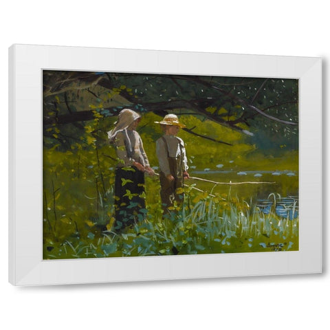 Fishing White Modern Wood Framed Art Print by Homer, Winslow