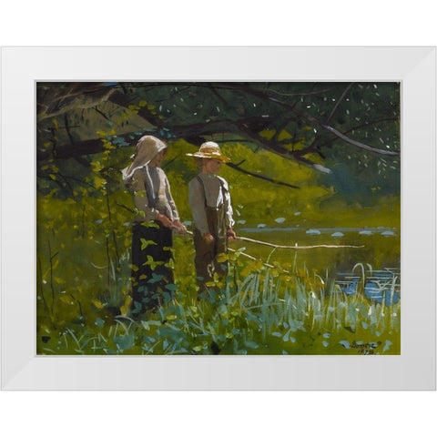 Fishing White Modern Wood Framed Art Print by Homer, Winslow