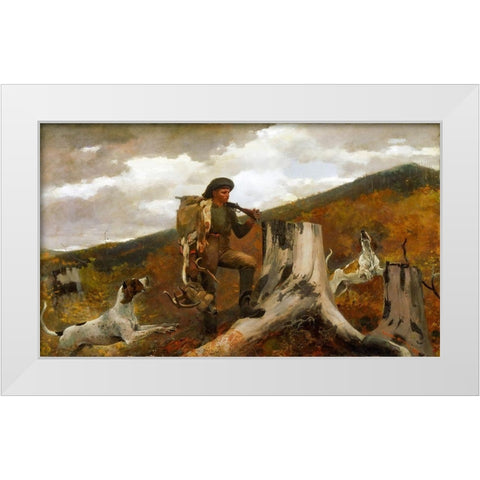 A huntsman and dogs White Modern Wood Framed Art Print by Homer, Winslow