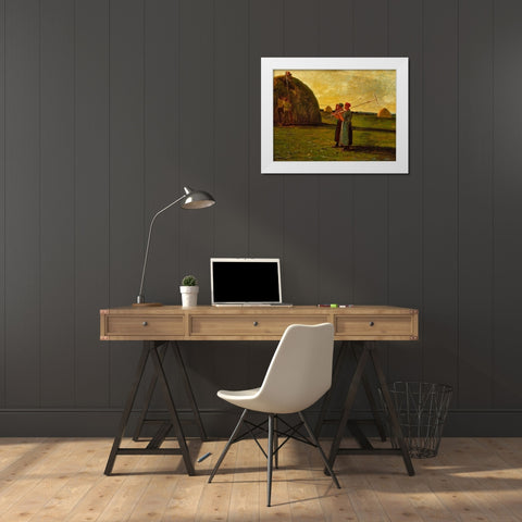 Haymakers White Modern Wood Framed Art Print by Homer, Winslow