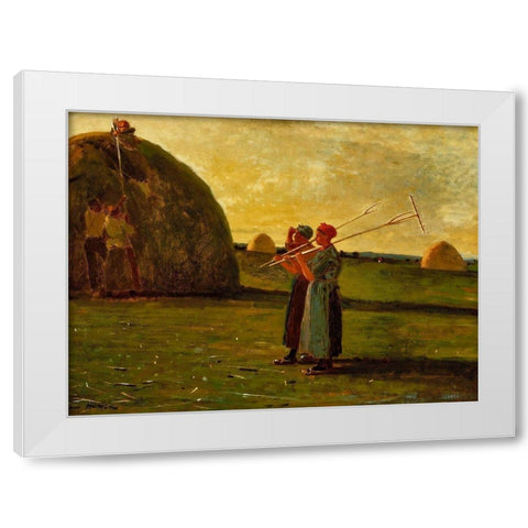 Haymakers White Modern Wood Framed Art Print by Homer, Winslow