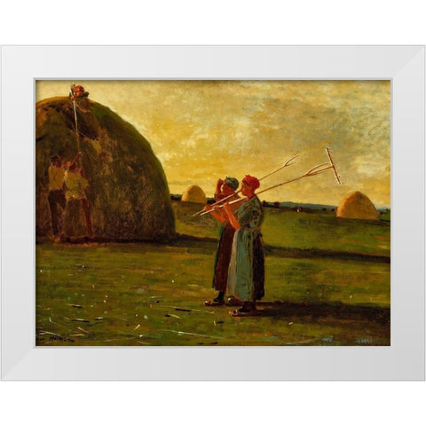 Haymakers White Modern Wood Framed Art Print by Homer, Winslow