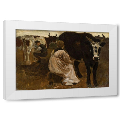 Milking White Modern Wood Framed Art Print by Homer, Winslow