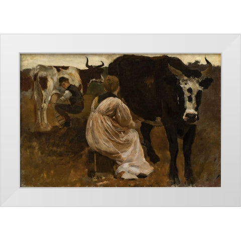 Milking White Modern Wood Framed Art Print by Homer, Winslow