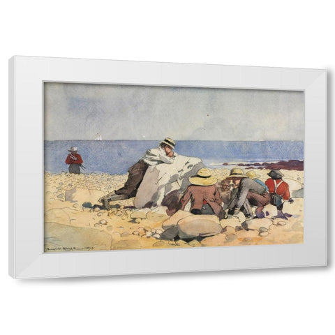 A Clam Bake White Modern Wood Framed Art Print by Homer, Winslow