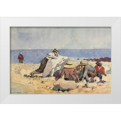 A Clam Bake White Modern Wood Framed Art Print by Homer, Winslow