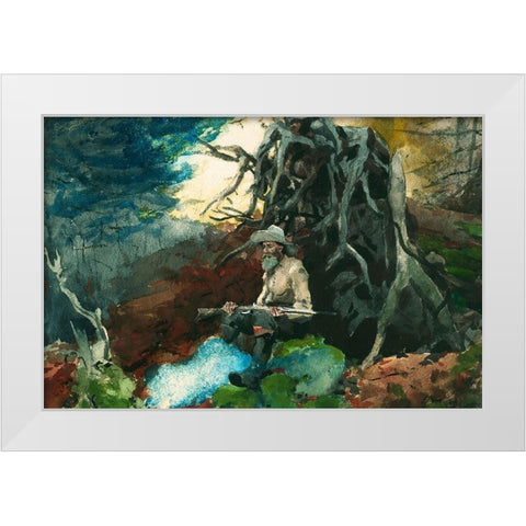 Campfire, Adirondacks White Modern Wood Framed Art Print by Homer, Winslow