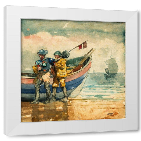 The Return, Tynemouth White Modern Wood Framed Art Print by Homer, Winslow
