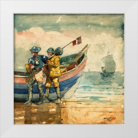 The Return, Tynemouth White Modern Wood Framed Art Print by Homer, Winslow