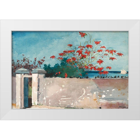 A Wall, Nassau White Modern Wood Framed Art Print by Homer, Winslow