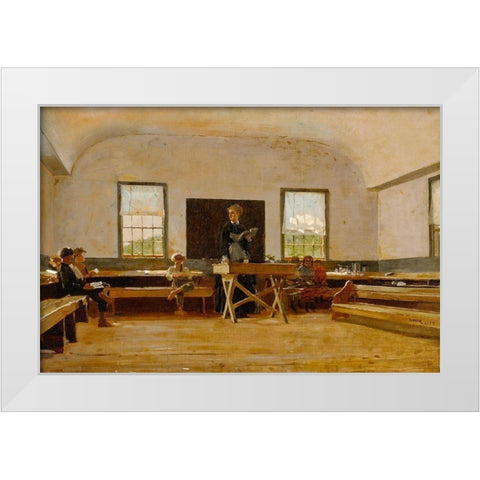 Country School White Modern Wood Framed Art Print by Homer, Winslow