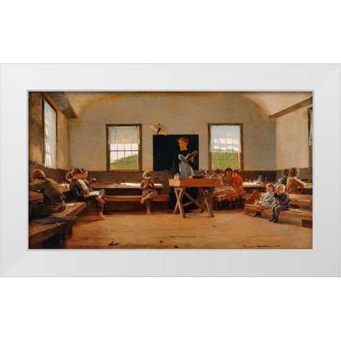 The Country School White Modern Wood Framed Art Print by Homer, Winslow