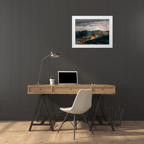 Kissing the Moon White Modern Wood Framed Art Print by Homer, Winslow