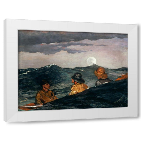 Kissing the Moon White Modern Wood Framed Art Print by Homer, Winslow