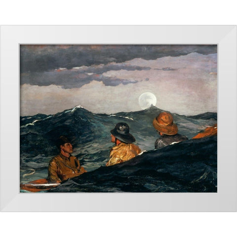 Kissing the Moon White Modern Wood Framed Art Print by Homer, Winslow