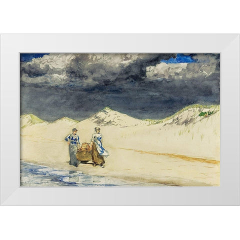 Sand and Sky White Modern Wood Framed Art Print by Homer, Winslow