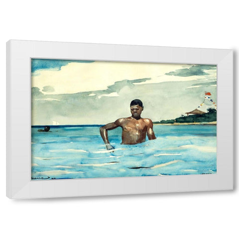 The Bather White Modern Wood Framed Art Print by Homer, Winslow