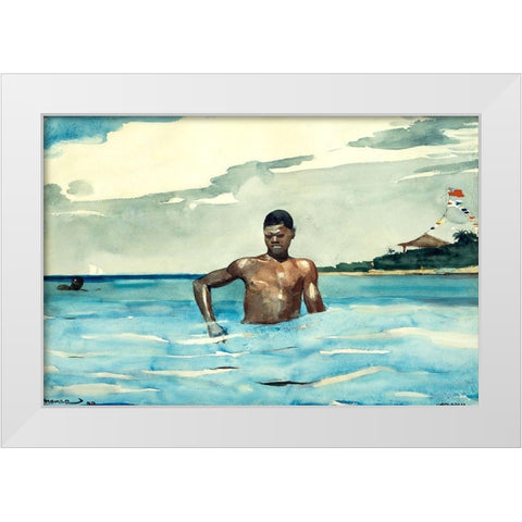 The Bather White Modern Wood Framed Art Print by Homer, Winslow