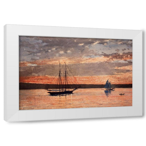 Sunset at Gloucester White Modern Wood Framed Art Print by Homer, Winslow