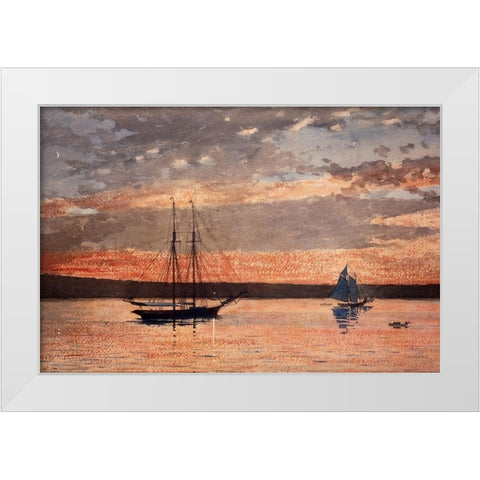 Sunset at Gloucester White Modern Wood Framed Art Print by Homer, Winslow