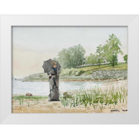 Young Woman White Modern Wood Framed Art Print by Homer, Winslow