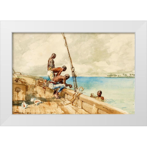 The Conch Divers White Modern Wood Framed Art Print by Homer, Winslow